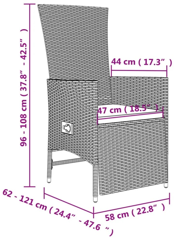 vidaXL 9 részes bézs polyrattan kerti étkezőgarnitúra párnákkal