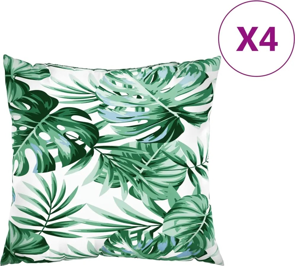 vidaXL 4 db levélmintás szövet kanapépárna 50 x 50 cm