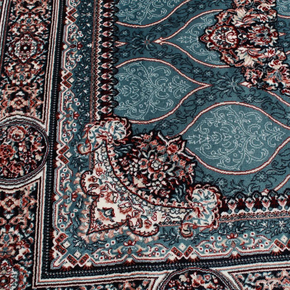 Gépi perzsa szőnyeg türkiz kék Tabriz 200x300 klasszikus nappali szőnyeg