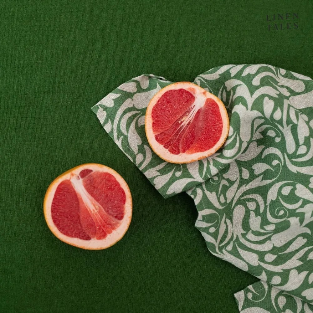 Len konyharuha 45x65 cm Evergreen Damask – Linen Tales