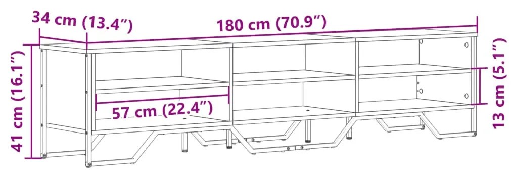 fekete szerelt fa TV-szekrény 180 x 34 x 41 cm