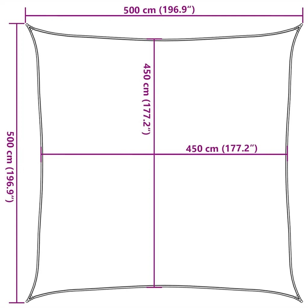 fehér HDPE napvitorla 160 g/m² 5 x 5 m