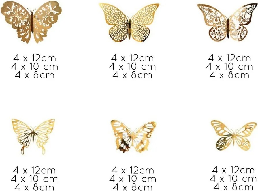 Butterflies Gold 36 db öntapadós aranyszínű pillangó - Ambiance