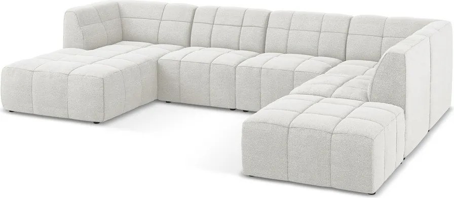 Fehér buklé sarokkanapé (U alakú) Aloha – Makamii