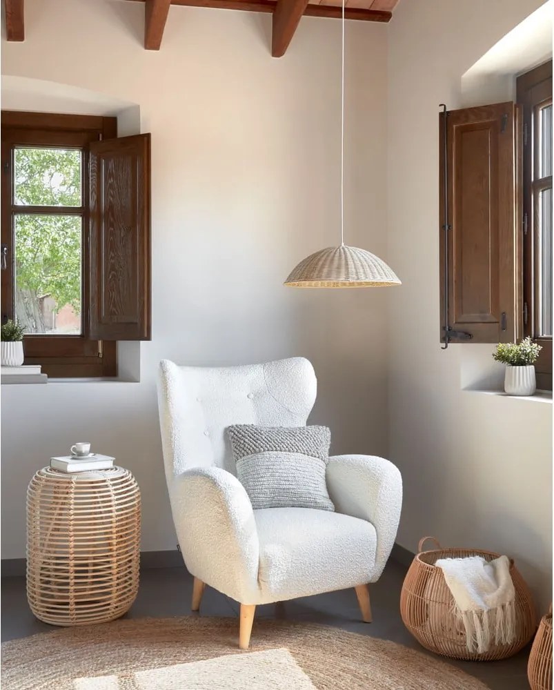 Fehér buklé fotel Patio – Kave Home