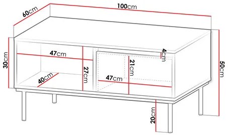 Dohányzóasztal Gelean (fehér + arany) . 1103712