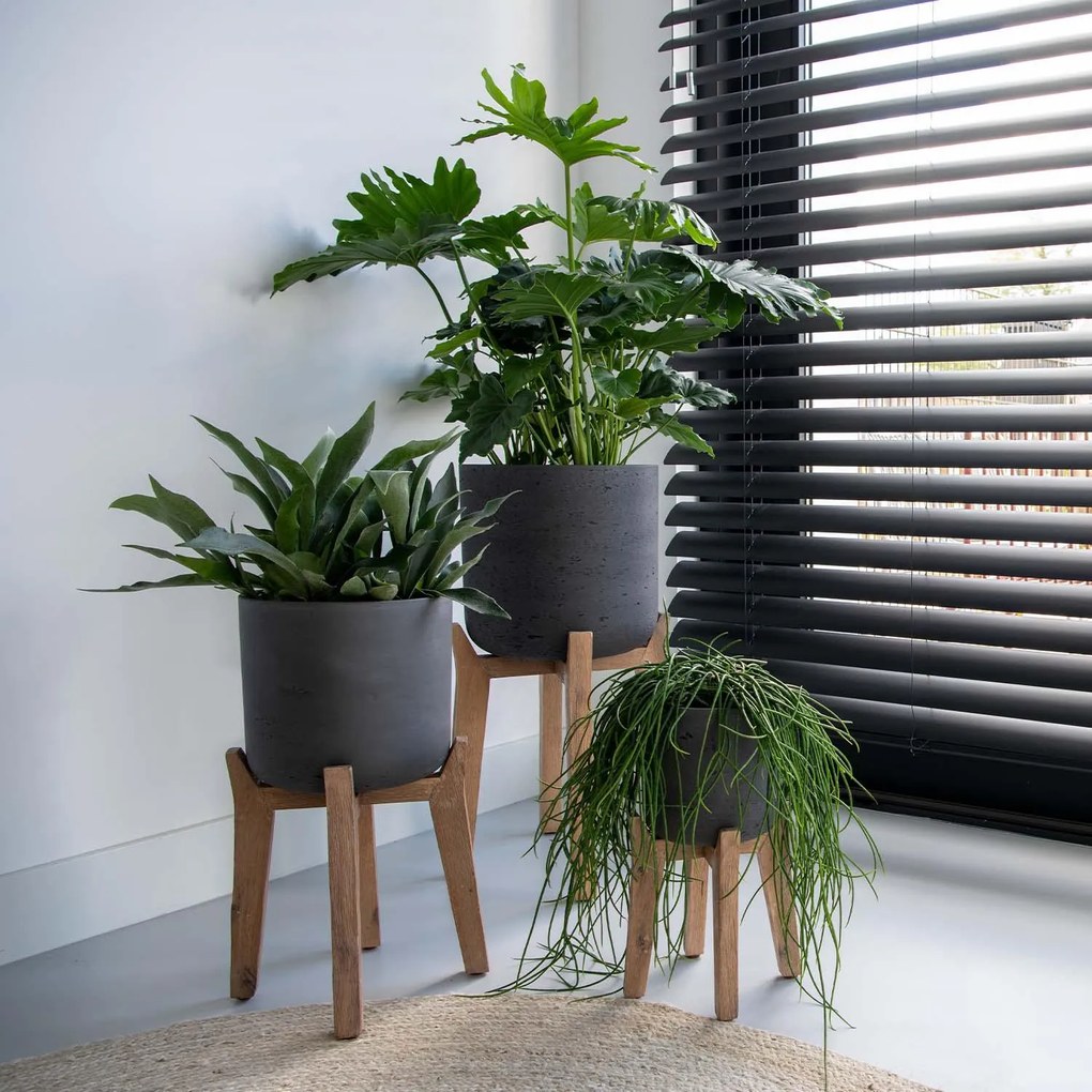 Charlie ültetőgép alacsony lábakkal, antik fekete, többféle méretben - Pottery Pots méret: XXL - 41,3 cm, ⌀ 41,6 cm / h 62,5 cm, ⌀ 47 cm