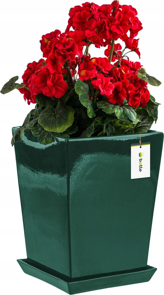 Kerámia kaspó 29,5x34cm mázas állvány Zöld Fedő Magas