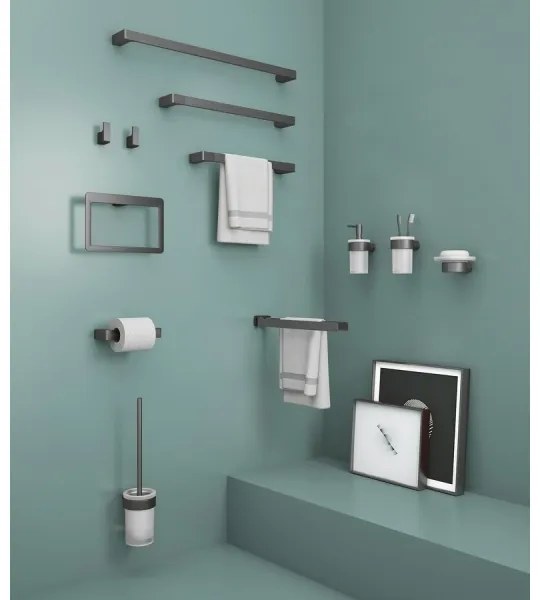 Gedy - Falra szerelhető szappantartó PIRENEI tejüveg/metál szürke