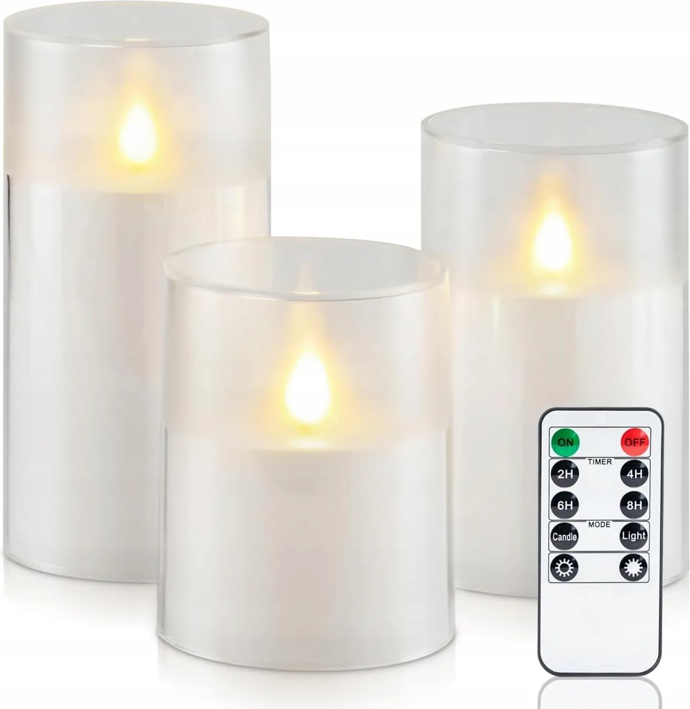 LED-es gyertyák lángmentes elemes időzítő 22x16cm 3 db-os szett