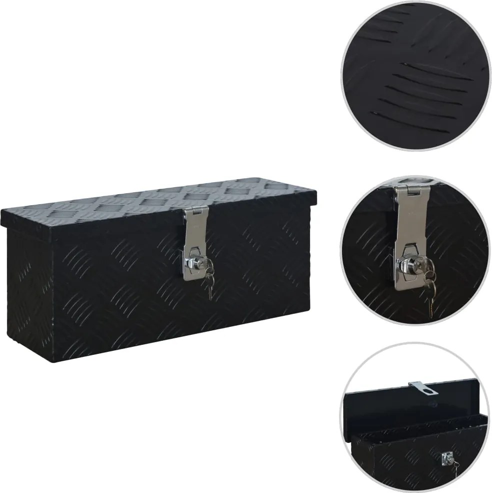 vidaXL fekete alumíniumdoboz 485 x 140 x 200 mm
