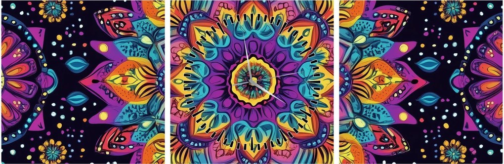 Kép - Kaleidoszkópos mandala (órával) (90x30 cm)