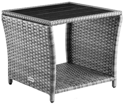 Casaria® Vedis polyrattan asztalka 45x45x40 cm - szürke