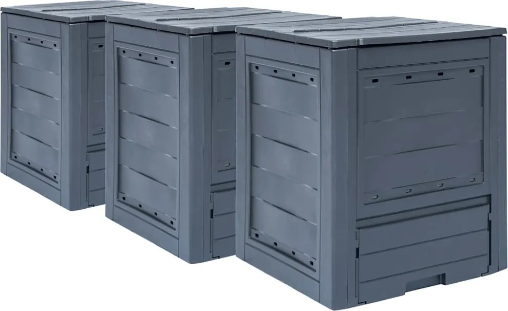 vidaXL 3 db szürke kerti komposztáló 60 x 60 x 73 cm 780 liter