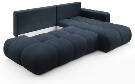 Kihúzható jobbos kárpitozott sarokülőgarnitúra tárolóhellyel, L alakú ALMADA, kék