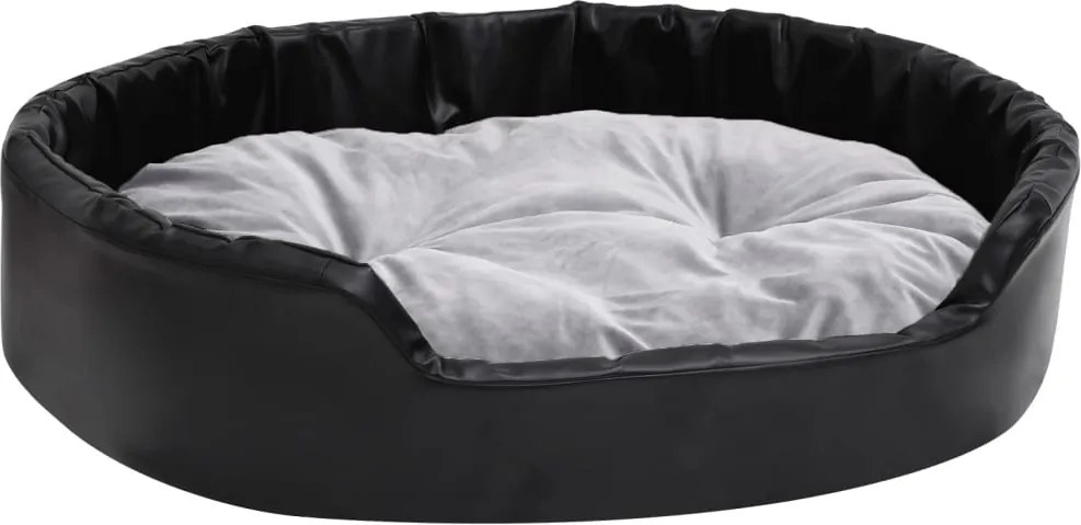vidaXL fekete-szürke plüss és műbőr kutyaágy 90 x 79 x 20 cm