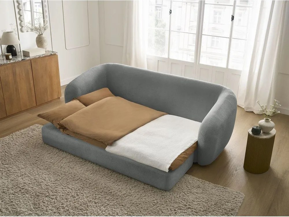 Sötétszürke zsenília kinyitható kanapé 228 cm Neyo – Bobochic Paris