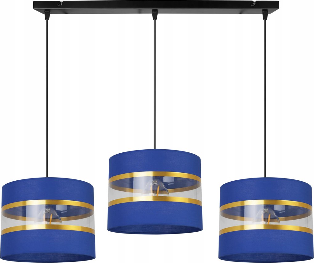 Mennyezeti Függőlámpa Hármas Csillár Glamour Arany Csíkos Lámpabúra