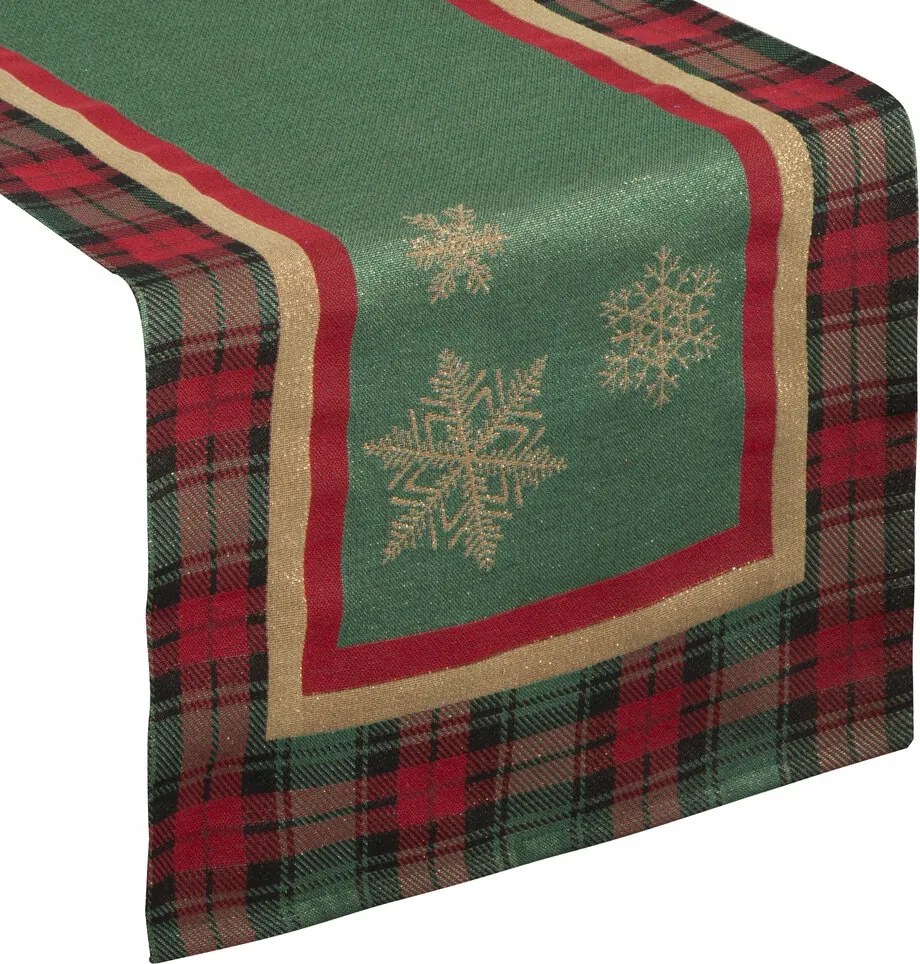 Futópad abrosz dekoratív Star 45x140 Eurofirany zöld piros rácsos