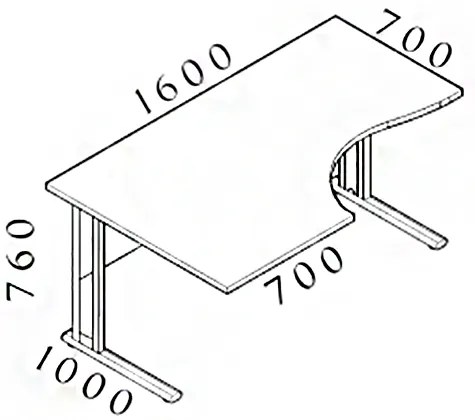 Visio ergonomikus asztal 160 x 100 cm, bal, juhar