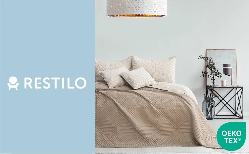 Bézs mikroszálas steppelt ágytakaró 220x240 cm Softa – Restilo