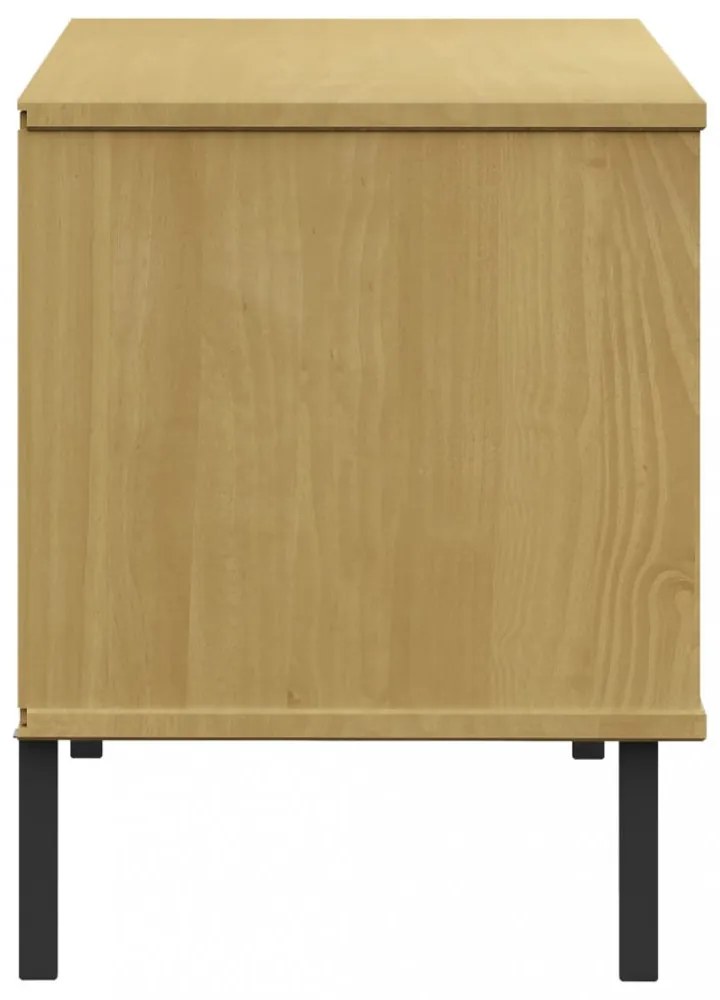 OSLO barna tömör fa cipőszekrény fém lábakkal 106 x 35 x 45 cm