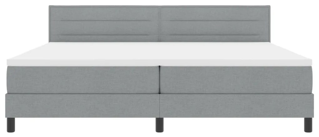 Boxspring Ágy Mattal Világosszürke 200x200 cm Ágynemű