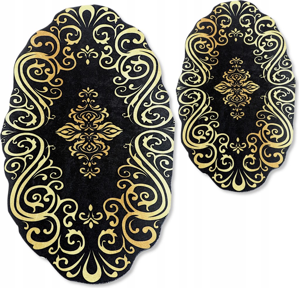 Fürdőszobaszőnyeg Szett Csúszásgátló 2 Részes Nagy Szőnyeg Fekete