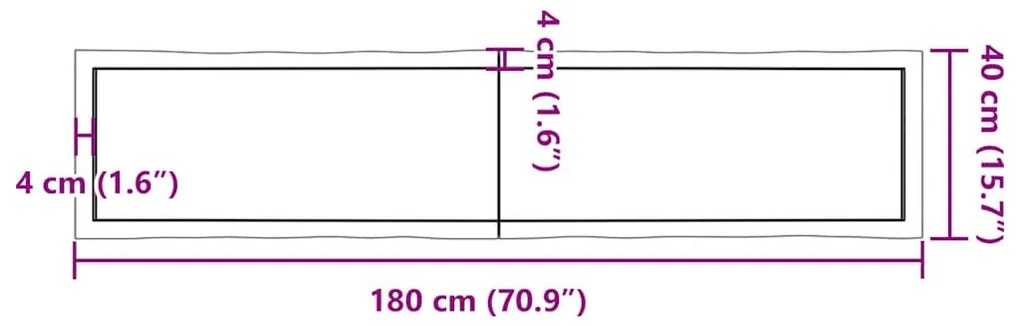 kezeletlen tömör fa asztallap 180x40x(2-6) cm