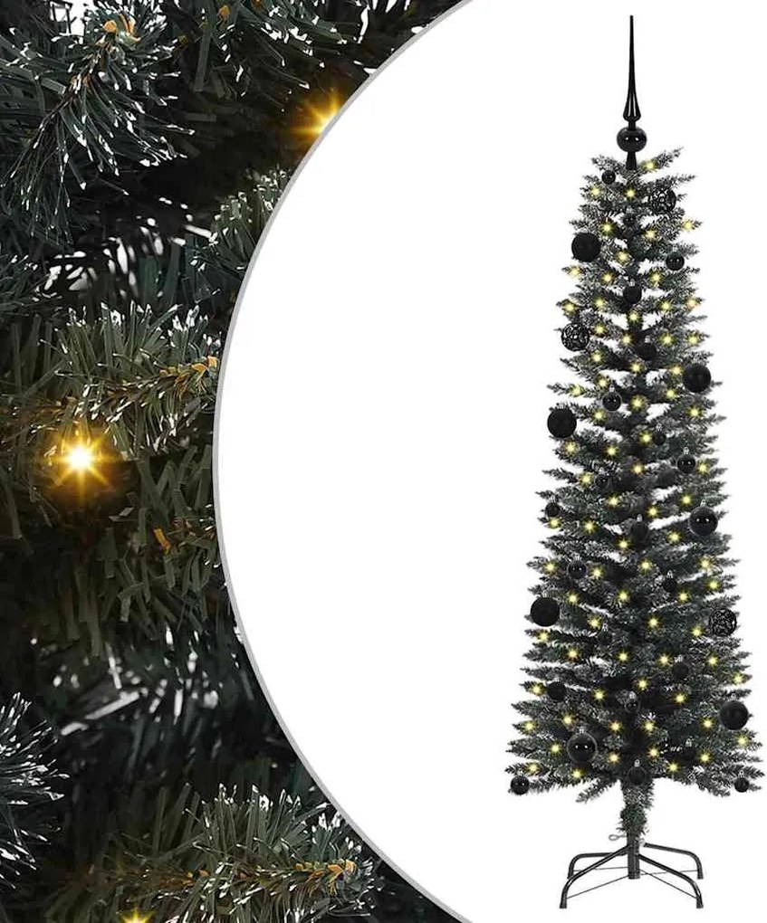 vidaXL Mű karácsonyfa 150 LED-del Zöld 150 cm PVC és Műanyag és Acél