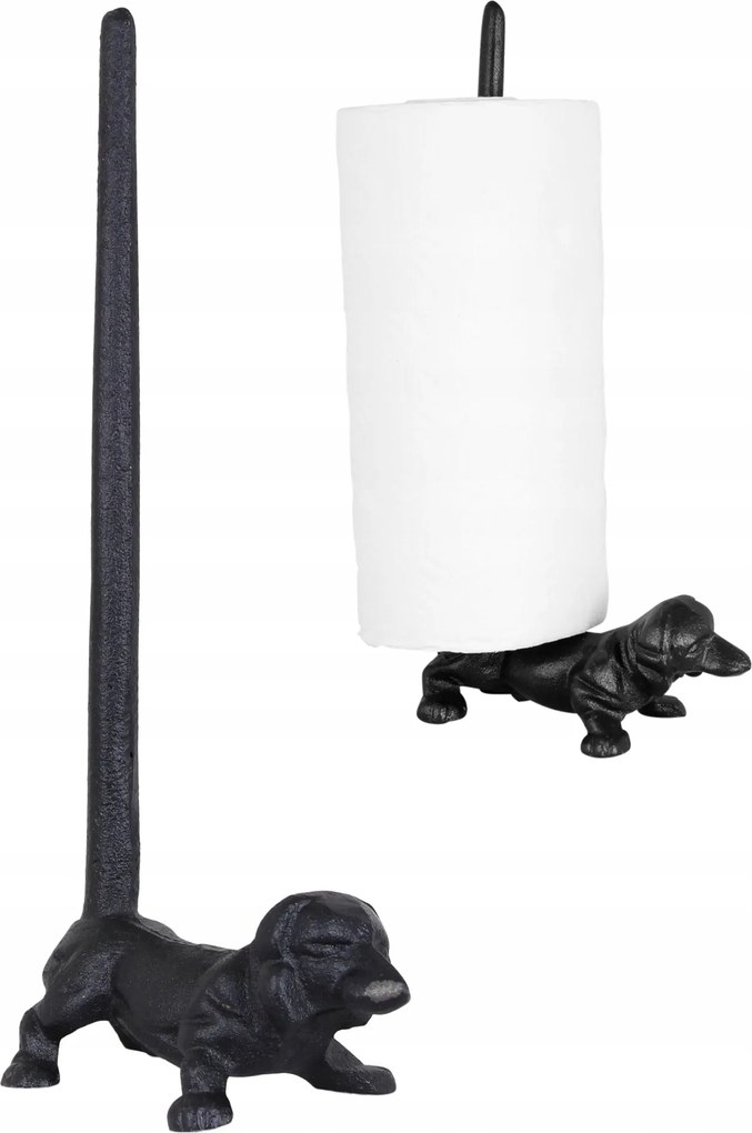 Papírtörölköző Tartó Állvány Tacskó Konyhai Tartó Öntöttvas Fekete 30cm