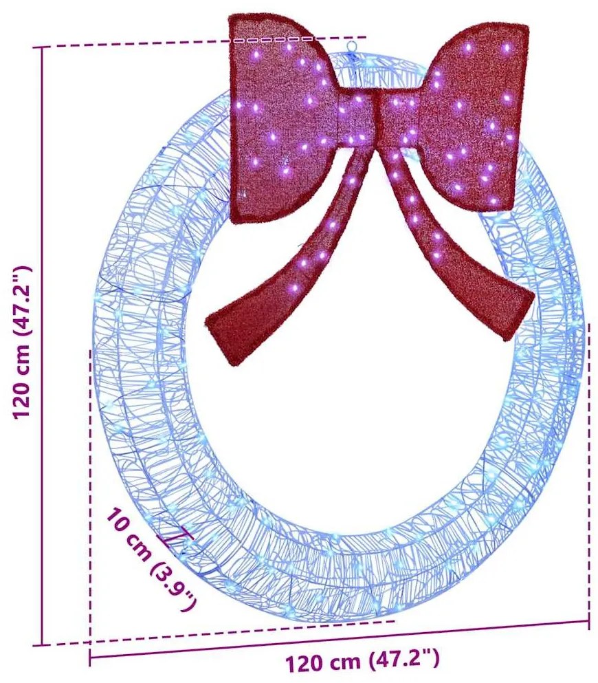 Koszorú 150 LED-del Kék 120 cm Akril