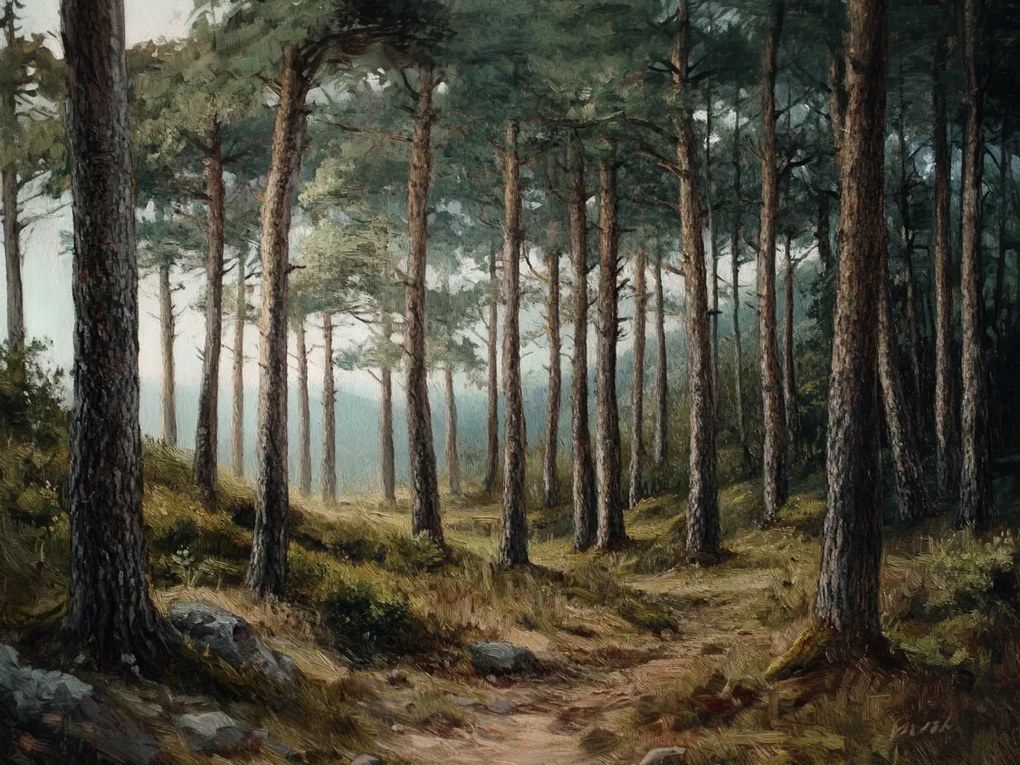 Vászonkép Canvas Tájkép Szabadtéri Erdő Fák Út Ösvény Kilátás 100x75