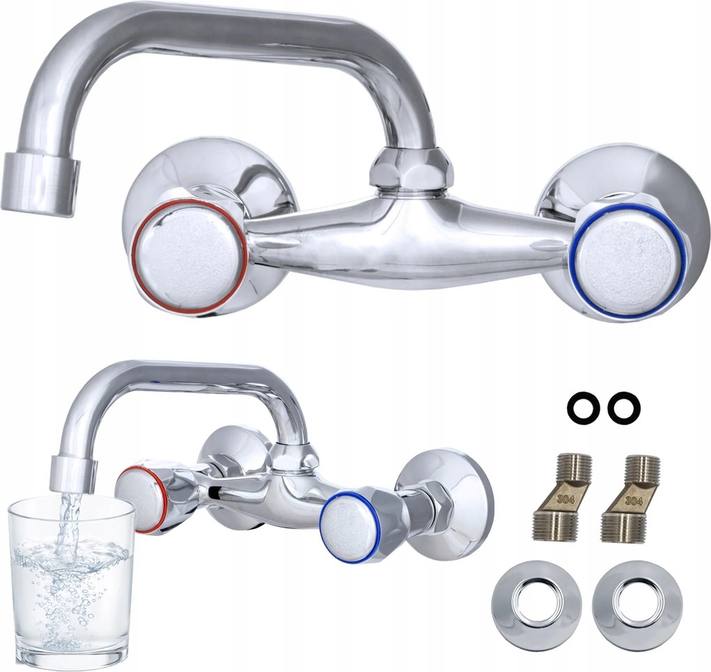 Konyhai Mosdó Csaptelep Fürdőszoba Fali Clasic C Csaptelep Retro Króm