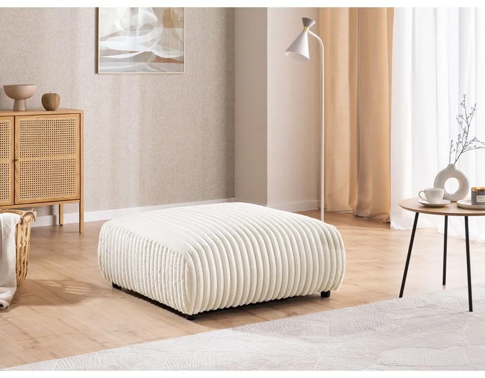 Krémszínű kordbársony lábtartó Justin – Ropez