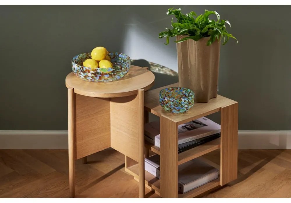 Tárolóasztal tölgyfa dekorral 37x37 cm Merge – Hübsch