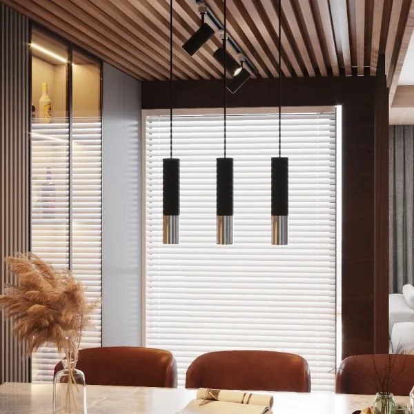 Sollux SL.0940 - Csillár zsinóron LOOPEZ 1xGU10/10W/230V fekete/króm