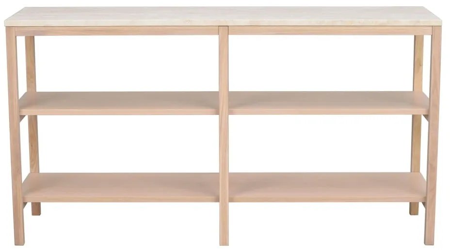 Fehér-natúr színű konzolasztal kő asztallappal 140x40 cm Orwel - Rowico