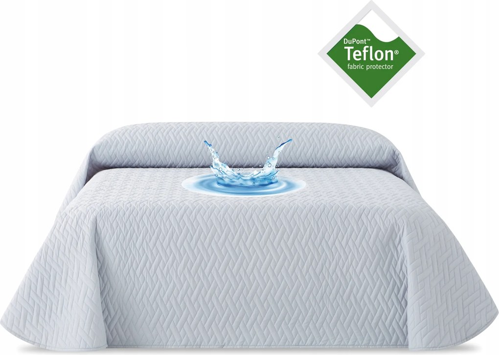 Ágytakaró vízálló teflon 200 x 270cm világosszürke steppelt ágytakaró