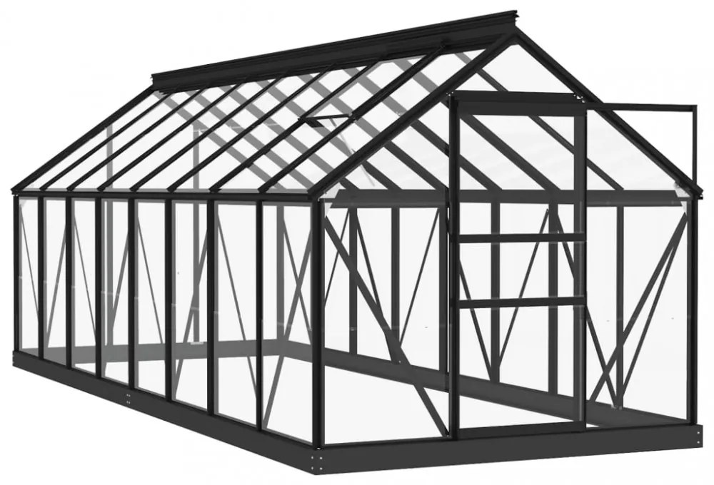 antracitszürke üveg és alumínium melegház 155 x 395,5 x 191 cm