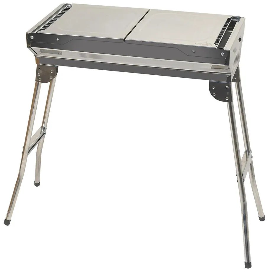 Hordozható faszén grill fényes króm