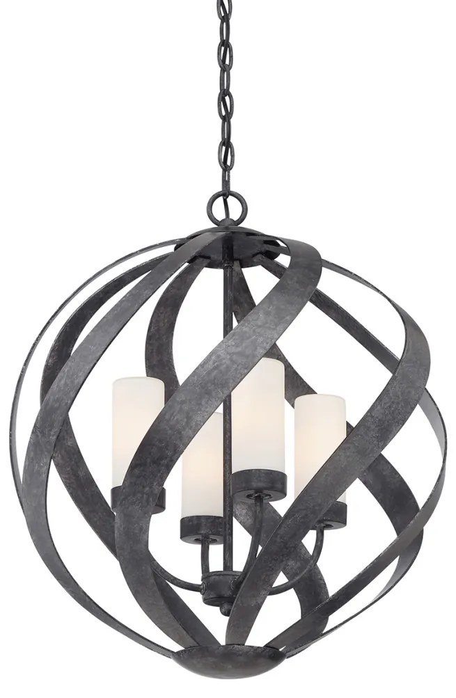 ELSTEAD QNBLACKSMITH4POBK BLACKSMITH Kültéri Függő Lámpa Fekete, Opál IP44