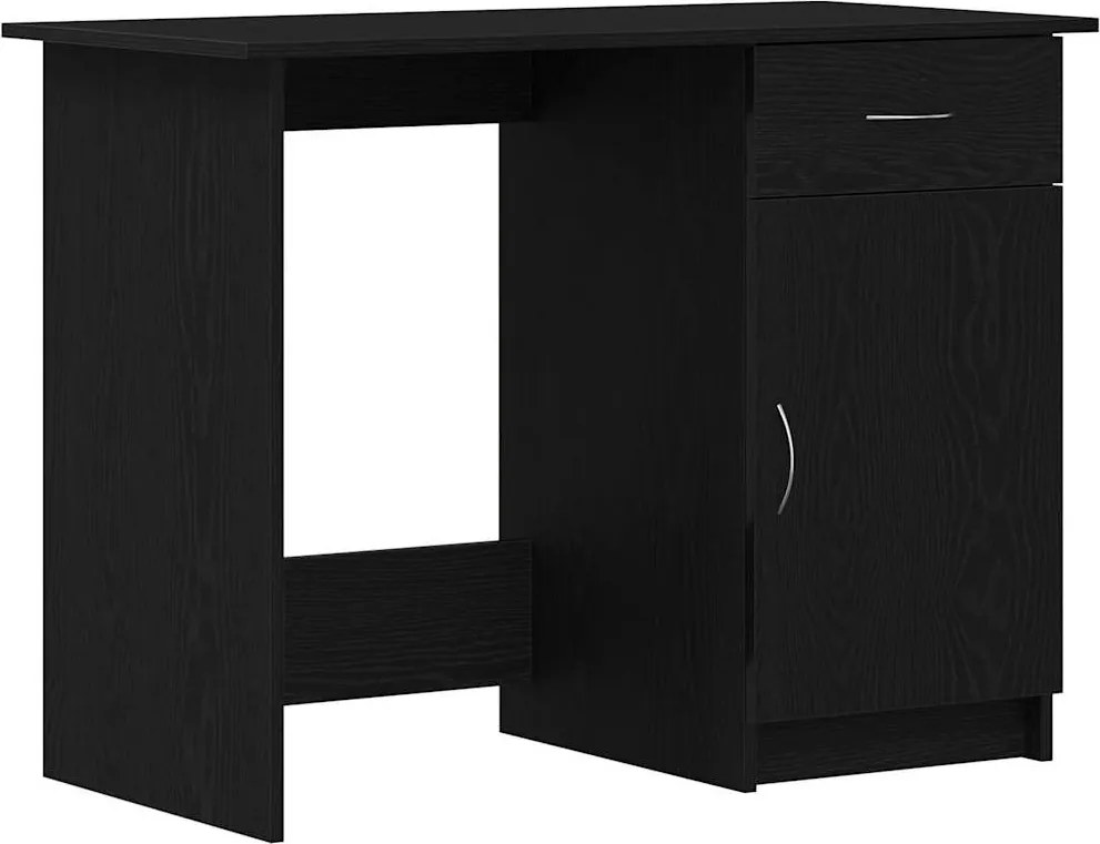 vidaXL Asztal fiókkal tárolóval Fekete tölgy 100 x 50 x 76 cm Faanyag