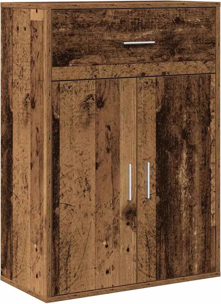 vidaXL Széf fiókkal Öreg fa 60 x 30 x 84 cm Faanyag