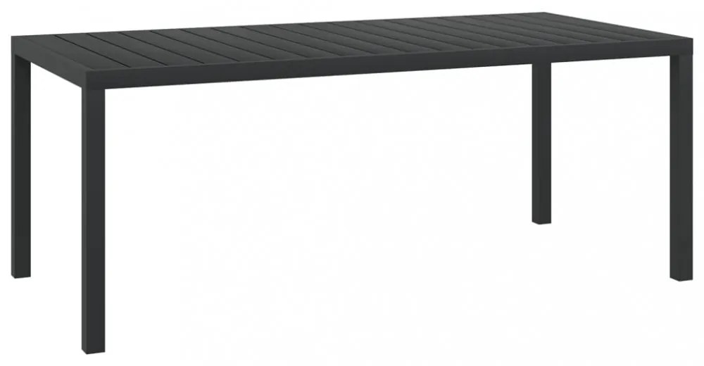 fekete alumínium és WPC kerti asztal 185 x 90 x 74 cm