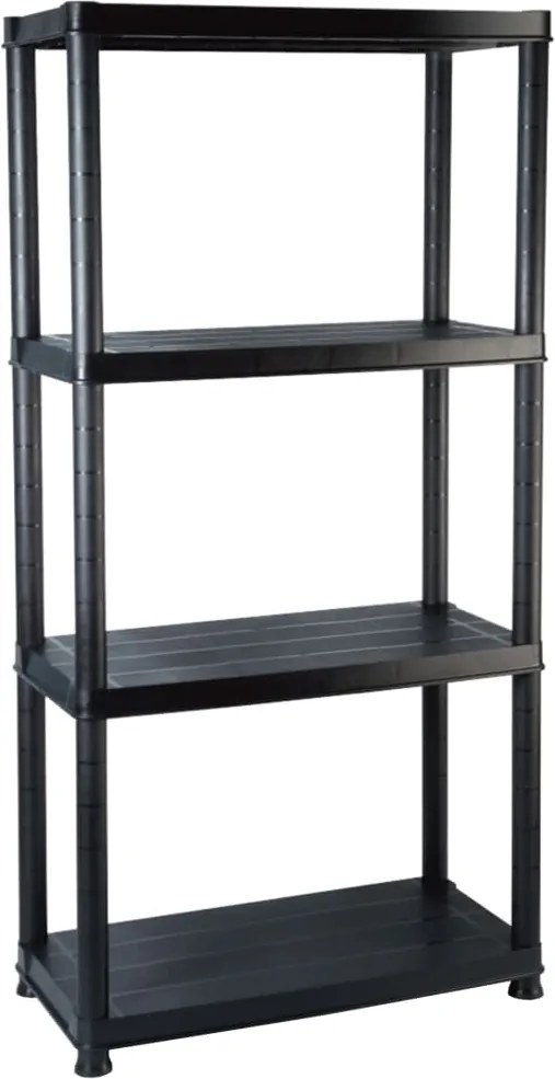 vidaXL fekete műanyag 4 szintes tárolópolc 61 x 30,5 x 130 cm