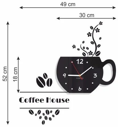 Dekoratív konyhai óra Coffee House fehér