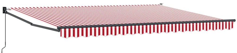 Manuálisan behúzható napellenző Piros és fehér csíkos 450x300 cm