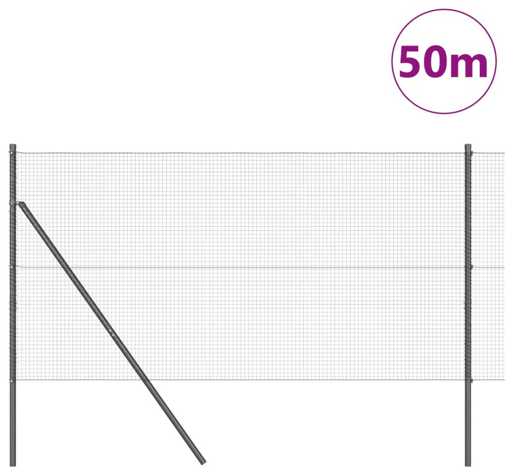 Hegesztett Drótkerítés 13 Oszloppal Szürke 1,2x50 m Acél