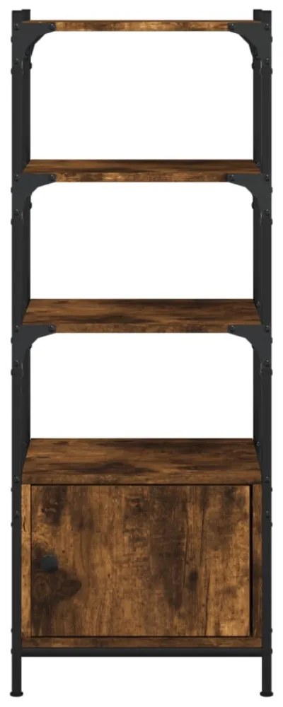 3 szintes füstös tölgy szerelt fa könyvespolc 41x30x109,5 cm